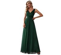 Ever-Pretty Robe de Soirée Col en V Taille Empire A-Line Élégante Longue Briller Femme Vert Foncé 38