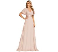 Ever-Pretty Robe de Soirée en Double V-col et Manches Courtes Vert Clair Rose 38