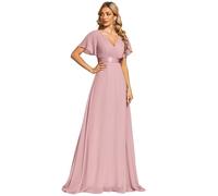 Ever-Pretty Robe de Soirée en Double V-col et Manches Courtes Vert Clair Rose 58