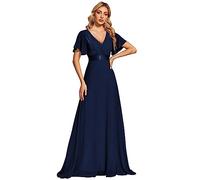 Ever-Pretty Robe de Soirée en Double V-col et Manches Courtes Violet Clair Rose 56