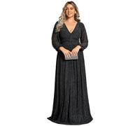 Ever-Pretty Robe de Soirée Femme Longue Brillants Plissé A Line Col V Chic Noir 40