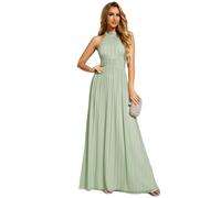 Ever-Pretty Robe de Soiree Femme Longue Épaules Dénudée Plissé sans Manches Taille Empire Scintillante Verte Menthe 36