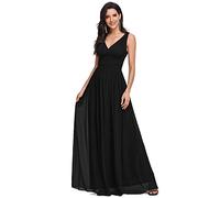 Ever-Pretty Robe de Soirée Longue Femme Décolleté en V en Mousseline de Soie Classique 38 Noir