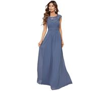 Ever-Pretty Robe de Soirée Longue Femme Longue en Dentelle Taille Empire 48 Bleu Denim