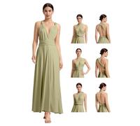 Ever-Pretty Robe Demoiselle d'honneur Femme Multi-Style sans Manches Robe de Soirée Longue Convertible Chic Vert Sauge S