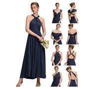 Ever-Pretty Robe Demoiselle d'honneur Femme Multi-Style sans Manches Robe de Soirée Longue Convertible Chic Bleu Marine S
