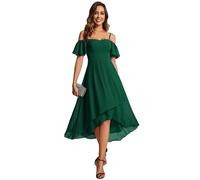 Ever-Pretty Robe d'Invité de Mariée Au Genou Manches Courtes High Low Bretelles Chic Vert Foncé 48