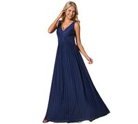 Ever-Pretty Robe d'Invité Mariage Longue Brillants Taille Empire sans Manche Robe Demoiselle d'honneur Femme Bleu Marine 36
