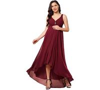 Ever-Pretty Robe en Maternité de Soirée Longue Femme Enceinte Asymétrique Double V-col en Mousseline Bordeaux 46