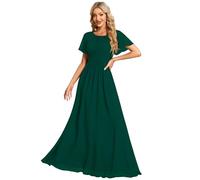 Ever-Pretty Robes de Demoiselle d'honneur Col Rond Manches Longue Grand Taille Robe Soirée Femme Longue Vert Foncé 42