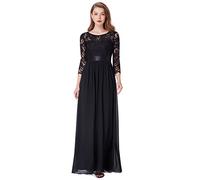 Ever-Pretty Robes de Soirée Femme Empire Manches 3/4 en Dentelle Élégant 38 Noir