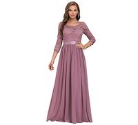 Ever-Pretty Robes de Soirée Femme Empire Manches 3/4 en Dentelle Élégant 44 Orchidée
