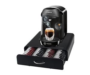 EVER RICH® - Support pour Capsules de Café T-Disc Bosch Tassimo | Tiroir de Rangement pour 64 Pièces | Design Anti-Vibrations (Métal / Noir)