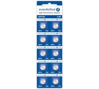 Everactive Piles alcalines AG13 G13 LR1154 LR444 – Lot de 10 – Durée de vie 4 ans – 1 carte blister