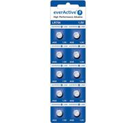 everActive AG5 / G5 / LR48/ LR754 Piles bouton 1,5 V, Pile alcaline mini, Longue durée, 10 pièces - carte blister