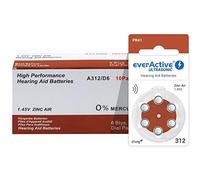 EverActive Batteries pour appareils auditifs 312 PR41, 60 piles Ultrasonic expiration 2022 € 12,90