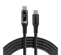 everActive Câble USB-C vers USB-C/Type C en nylon, Power Delivery, charge rapide jusqu'à 60 W, 2 m de long, noir, modèle CBB-2PDL