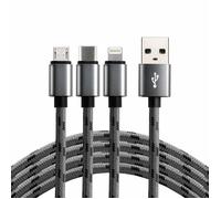 Everactive - CBB-1.2MCI - Cable micro USB-C 3 en 1 Lightning en nylon Charge rapide jusqu'a 2,4 A 120 cm