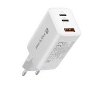 everActive GaN SC-650Q Chargeur secteur avec prise USB et 2 ports USB-C PD PPS, charge rapide, puissance totale 65 W, boîtier solide monobloc