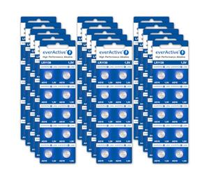 everActive Lot de 200 Piles AG10 1,5 V alcalines Mini G10 LR1130 LR54 - Durée de Vie de 5 Ans - 20 Cartes Blister