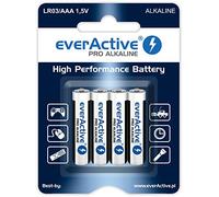 everActive Lot de 4 Piles AAA alcalines Pro Micro LR03 R03 1,5 V, Haute Performance, durée de Vie de 10 Ans, 1 Carte Blister