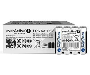 everActive Lot de 40 Piles AA alcalines Pro LR6 R6 1,5 V, Haute Performance, durée de Vie de 10 Ans