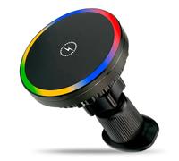 everActive MC-W15 Pro Support magnétique pour téléphone Portable de Voiture avec Chargeur à Induction 15 W - Compatible MagSafe, Refroidissement Actif, Super aimants 12N, Rotation à 360°, LED RVB