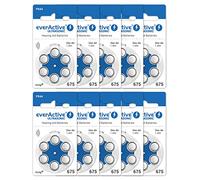 everActive Ultrasonic PR44 675 Lot de 60 Piles Zinc-air pour appareils auditifs, Haute Performance, 10 Cartes Blister, durée de Vie de 4 Ans, Bleu