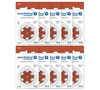 everActive Ultrasonic PR41 312 Lot de 60 Piles Zinc-air pour appareils auditifs, Haute Performance, 10 Cartes Blister, durée de Vie de 4 Ans, Marron