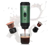 EVERANGE Machine à expresso électrique portable, cafetière de voyage compatible avec le café moulu et les capsules NS (verte avec écran LCD)