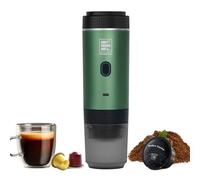 EVERANGE Machine à expresso électrique portable, cafetière de voyage pour le camping, cafetière à piles compatible avec le café moulu et les capsules NS, verte