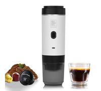 EVERANGE Machine à expresso électrique portable, cafetière de voyage pour le camping, cafetière à piles compatible avec le café moulu et les capsules NS, blanche