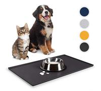 Everanimals Tapis gamelle Chat - Tapis gamelle Chien 60x40 cm antidérapant - carpette avec Bordures Hautes - Protection en Caoutchouc 60x40 cm 100% imperméable - pour Chien & Chat - Silicone - Noir