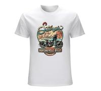 EVERBAB Men's 2023 Sturgis Motorcycle Rally Retro Biker Shield T-Shirt White L