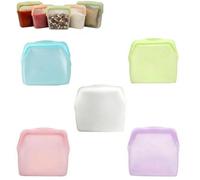 Everbag Lot de 5 sacs alimentaires réutilisables en silicone avec joint rainuré emboîtable, résistants à la chaleur, pour micro-ondes, four et lave-vaisselle 1000 ml
