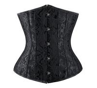 Everbellus Femme Gothique Corset Sein Nu Gaine Ventre Plat Minceur Lingerie avec Ruban Lacet Style Victorien Médiéval Noir Medium