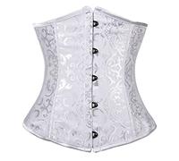 Everbellus Femme Gothique Corset Sein Nu Gaine Ventre Plat Minceur Lingerie avec Ruban Lacet Style Victorien Médiéval Blanc 3XL