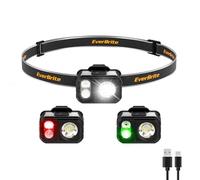 EverBrite Lampe Frontale LED Rechargeable, 400 LM Ultra-Légère avec Lumière Rouge & Verte, Étanche IP67, 7 Modes d’Éclairage pour Course à Pied, Pêche, Randonnée, Camping, Gris