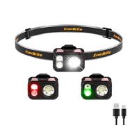 EverBrite Lampe Frontale LED Rechargeable, 400 LM Ultra-Légère avec Lumière Rouge & Verte, Étanche IP67, 7 Modes d’Éclairage pour Course à Pied, Pêche, Randonnée, Camping, Violette