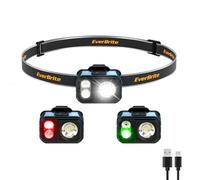 EverBrite Lampe Frontale LED Rechargeable, 400 LM Ultra-Légère avec Lumière Rouge & Verte, Étanche IP67, 7 Modes d’Éclairage pour Course à Pied, Pêche, Randonnée, Camping, Bleu