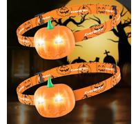 EverBrite Lampe Frontale LED Ultra Puissante 2 Pièces, Lampe Frontale Halloween Citrouille 7 LM avec 2 Modes d'Éclairage, Légère et Étanche pour Fêtes, Aventures Nocturnes, Cadeaux pour Halloween