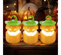 Everbrite Lot de 3 Citrouilles Lumineuses Halloween, Lanterne Citrouille Halloween LED Suspendue 2 Couleurs, Décoration Halloween Citrouille Intérieur Extérieur Jardin pour Fête & Activités