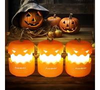 Everbrite Luminaire Citrouille Halloween 3 Pièces, Lanterne Halloween Citrouille LED, Halloween Decoration Citrouille Lumineuse Interieur Exterieur Jardin, Accessoires Décor Fête d'Halloween Activités