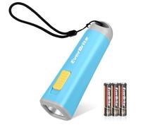 EverBrite Mini Lampe de Poche LED (Bleu), Lampe Torche avec Poids Léger (46g) et Lumière Jaune, Idéal pour Lecture, Camping, Promenade, 3 Piles AAA Incluse