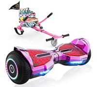EVERCROSS EV2 Hoverboards avec Siège - Batterie 5,2 Ah, 15 KM/H, Musique Bluetooth, Pédales Lumineuses 7 couleurs, Charge max. 85 kg, Overboard avec Hoverkart pour Enfants, Adolescents et Adultes