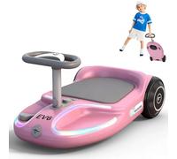 EVERCROSS EV6 Voiture Électrique Enfant, 4-en-1 Swing Car Rechargeable, 3 Vitesses CyberWiggle, Moteur Brushless 90W, Anti-Bascule, LED & Bluetooth, Trottinette Pliable à Direction 360° pour Enfants