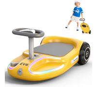 EVERCROSS EV6 Voiture Électrique Enfant, 4-en-1 Swing Car Rechargeable, 3 Vitesses CyberWiggle, Moteur Brushless 90W, Anti-Bascule, LED & Bluetooth, Trottinette Pliable à Direction 360° pour Enfants