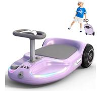 EVERCROSS EV6 Voiture Électrique Enfant, 4-en-1 Swing Car Rechargeable, 3 Vitesses CyberWiggle, Moteur Brushless 90W, Anti-Bascule, LED & Bluetooth, Trottinette Pliable à Direction 360° pour Enfants