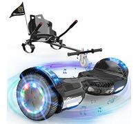 EVERCROSS Hoverboards avec Siège 6,5'', Overboard avec Hoverkart pour Enfant, Hoverboards avec Musique Bluetooth et Lumières LED, 4 AH Batterie, Max 15 km/h, 7KG Overboard avec 5,6KG Overkart