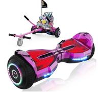 EVERCROSS Hoverboards Gyropode 6.5"" Rose Hoverkart Hip-Rose auto équilibre 3 LEDs Clignotants des Pédales Bluetooth APP Enfant